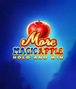 На изображении игрового автомата More Magic Apple от 3 Oaks Gaming, показывающего сказочную атмосферу с яркими символами, включая замки, магические яблоки и известных сказочных героев. На переднем плане виден название слота More Magic Apple, сопровождаемый яркими и привлекательными графическими элементами, формирующими атмосферу сказочного приключения.